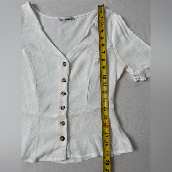 Bershka White Button-Up Women's Top - Picture 4 of 8